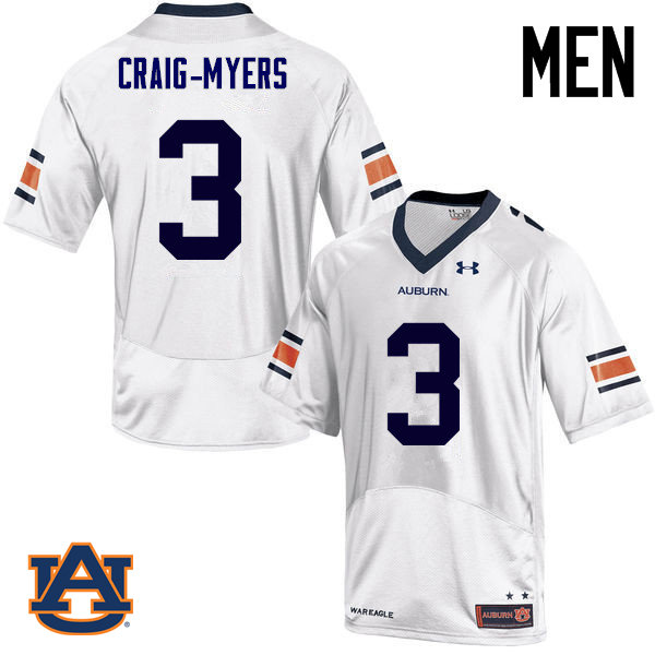 Men Auburn Tigers #3 Nate Craig-Myers College Football Jerseys Sale-White